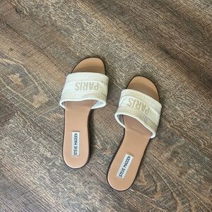 Steve Madden Beige Slide Sandals